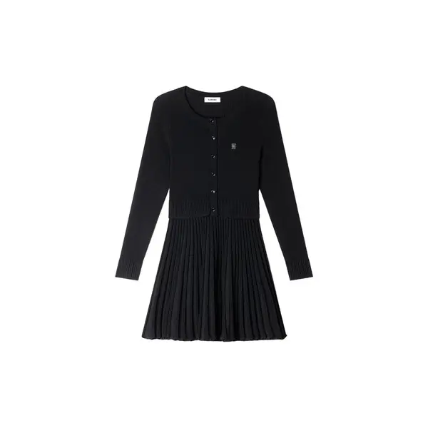 Pleated Knit Short Dress