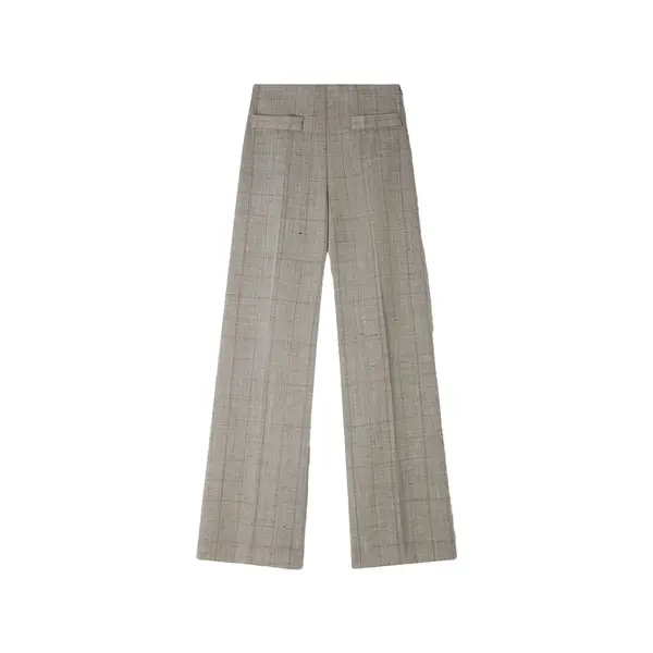 Wide-Leg Checked Wool Trousers