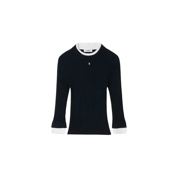 Layered Effect Wool Blend Sweater