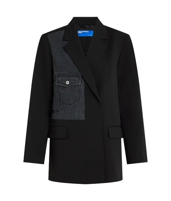 Mixed Denim Double-breasted Blazer Image