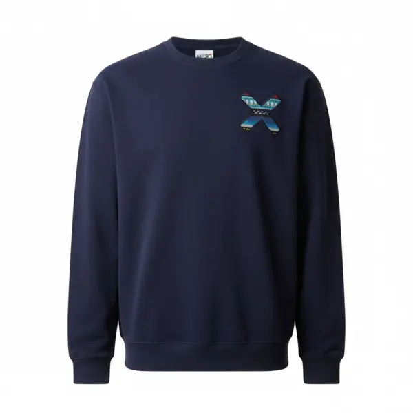 Classic X Embroidered Crew Neck Sweatshirt - Navy