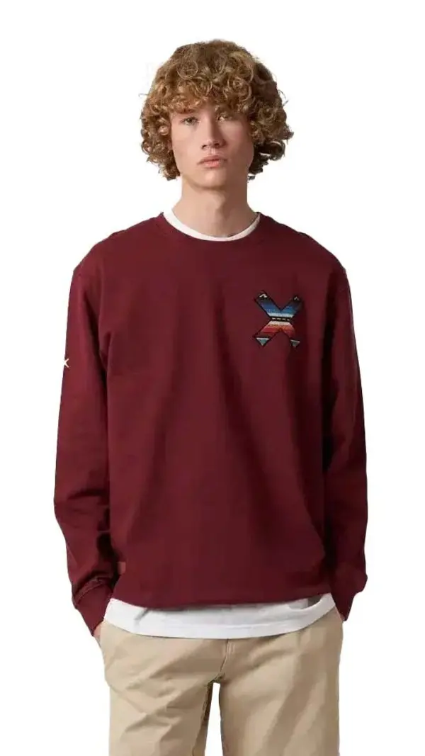 Classic X Embroidered Crew Neck Sweatshirt - Bordeaux