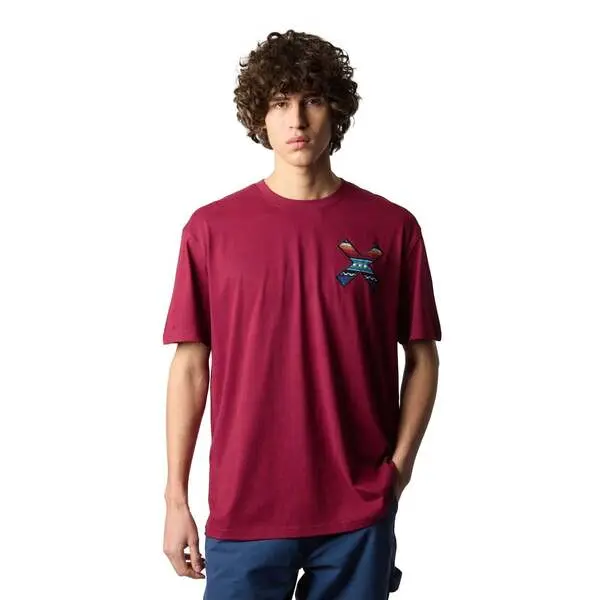 Short Sleeve X Embroidered T-shirt - Bordeaux
