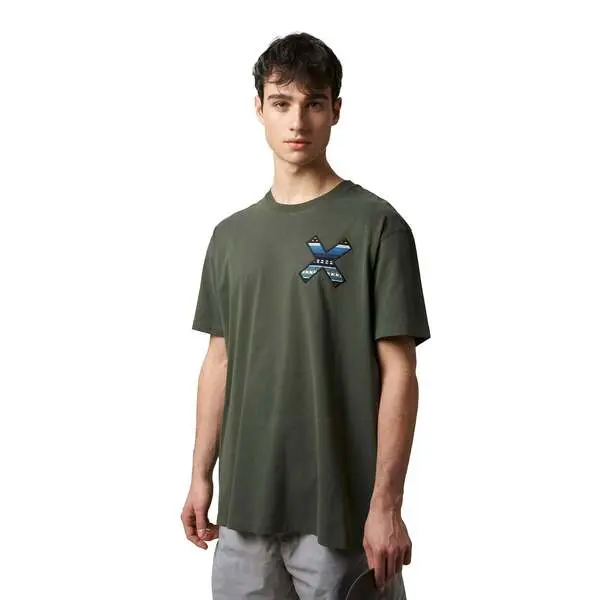 Short Sleeve X Embroidered T-shirt - Khaki