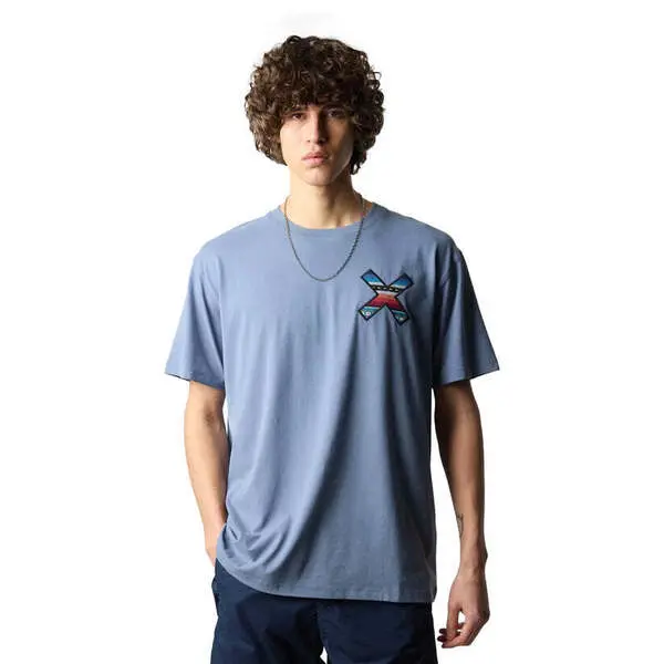 Short Sleeve X Embroidered T-shirt - Blue