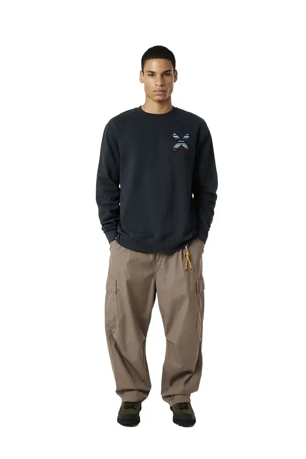 Classic Crew Neck Sweatshirt with Coloured X Embroidery on the Chest