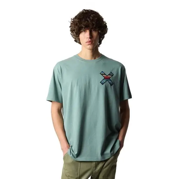 Short Sleeve T-shirt with Coloured X Embroidery on the Chest