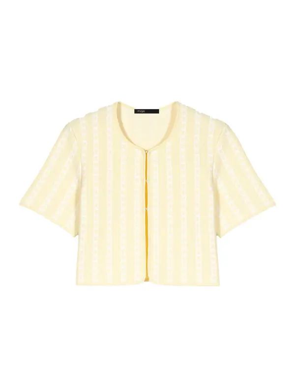 Cropped Fancy Knit Cardigan Image