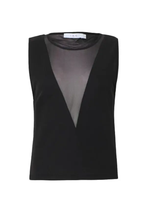 Sleeveless Top with a Deep V-shaped Sheer