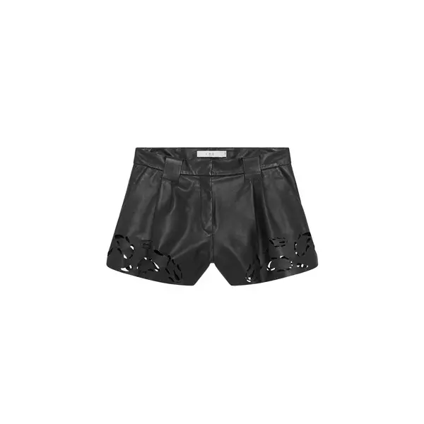 Short Openwork Leather Shorts
