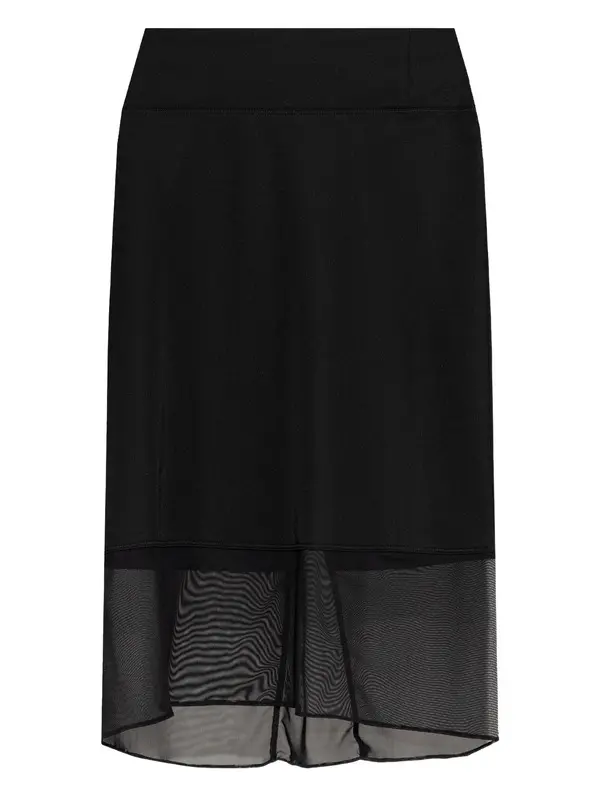 Mesh-Panel Midi Skirt