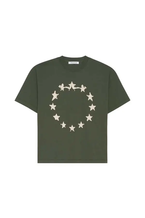Circular Star Graphic Relaxed Fit T-shirt - Dark Green