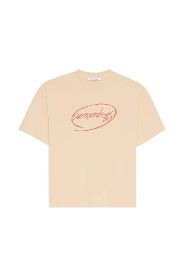 Relaxed Fit T-shirt with "Surroundings" Print - Apricot