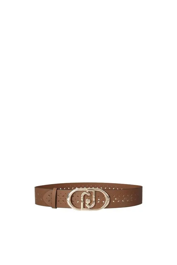 Perforated Leather Belt with LJ Logo Buckle