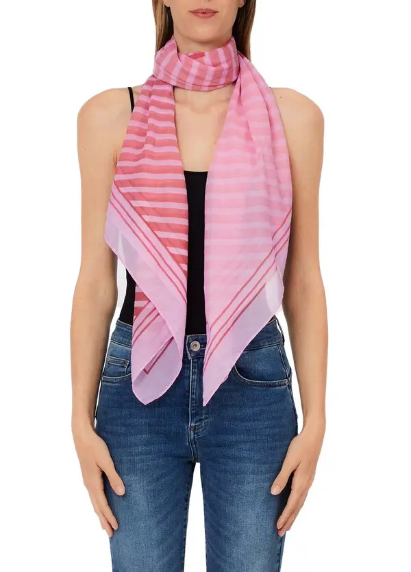 Striped Ombré Silk-Mix Scarf Image