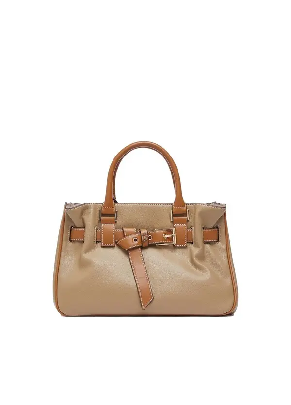 Small Jacquard Tote Bag with Decorative Front Belt