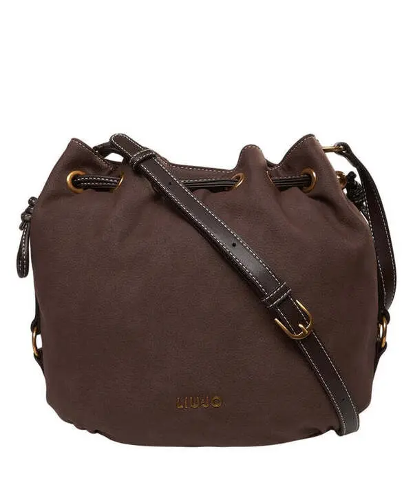 Drawstring Crossbody Bag with Gold Chain Strap