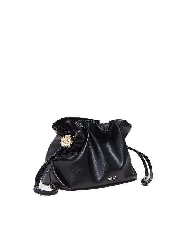 Ruched Leather Chain Crossbody Bag