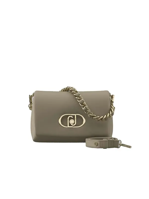 Padded Shoulder Bag with Gold Chain and Logo Hardware