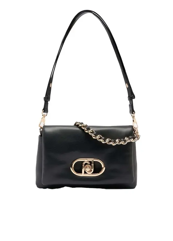 Padded Shoulder Bag with Gold Chain and Logo Hardware