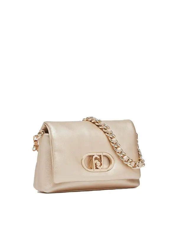 Padded Shoulder Bag with Gold Chain and Logo Hardware
