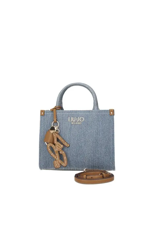 Logo Jacquard Canvas Tote with Dual Handles and Detachable Crossbody Strap