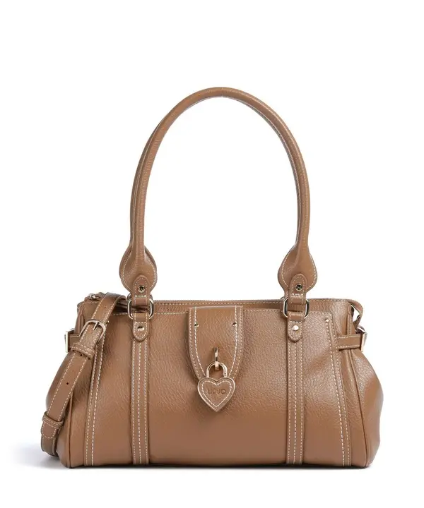 Leather Satchel with Heart Padlock