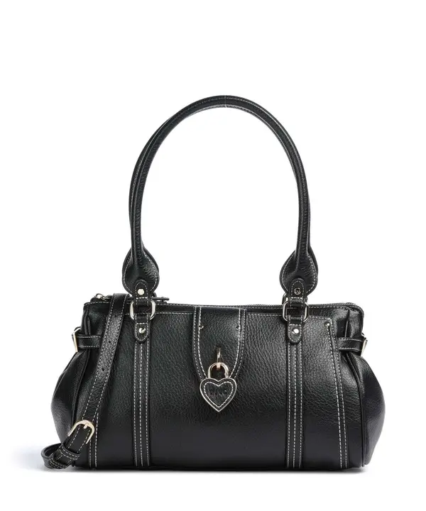 Leather Satchel with Heart Padlock