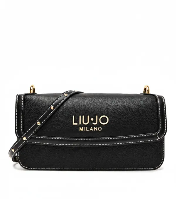 Pebbled Leather Crossbody Bag with Studded Strap