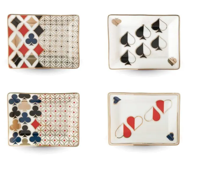 Set of 4 - Porcelain Ring Holder 9,5X7,5 cm - Casino