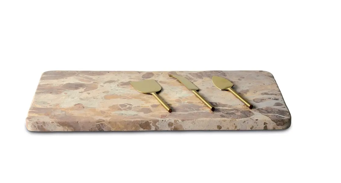 Cutting Board with 3 Cheese Knives 45x23 cm