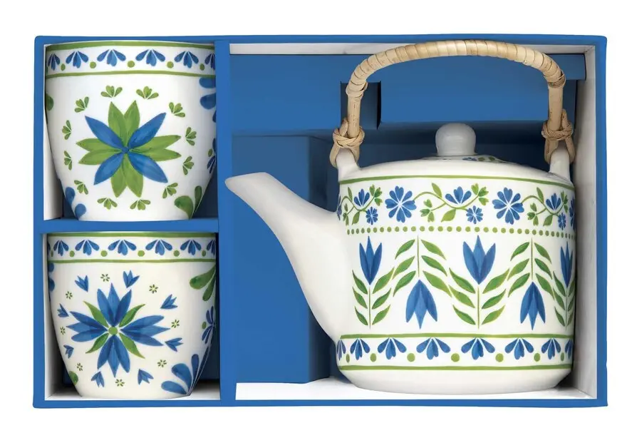 Porcelain Teapot with Metal Infuser and 2 Cups 160ml