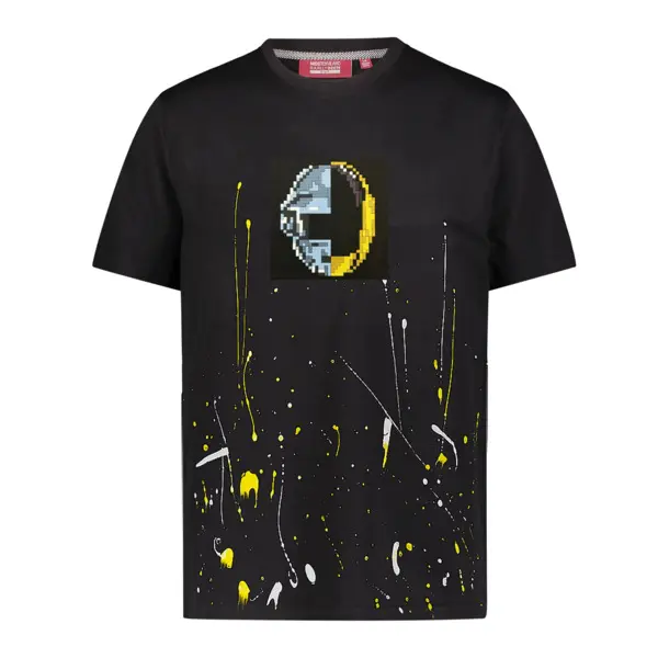 Short Sleeve Cotton T-shirt with Artisanal Hand-painted Finish