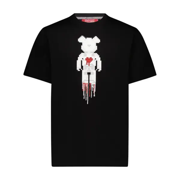 Short Sleeve Cotton T-shirt with Melted Heart Bear Graphic