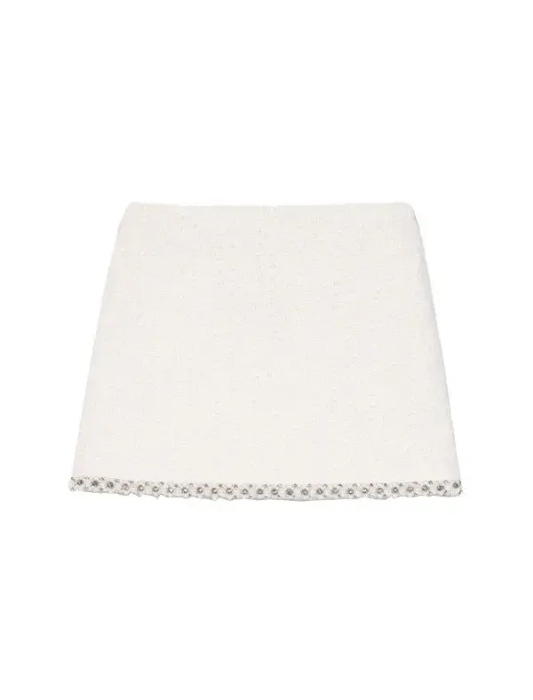 Pearl-Trim Tweed Skirt