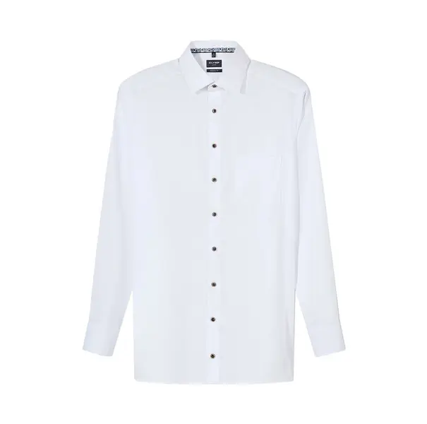 Modern Fit Long Sleeves Business Shirt with Floral Contrast Trim - New Kent