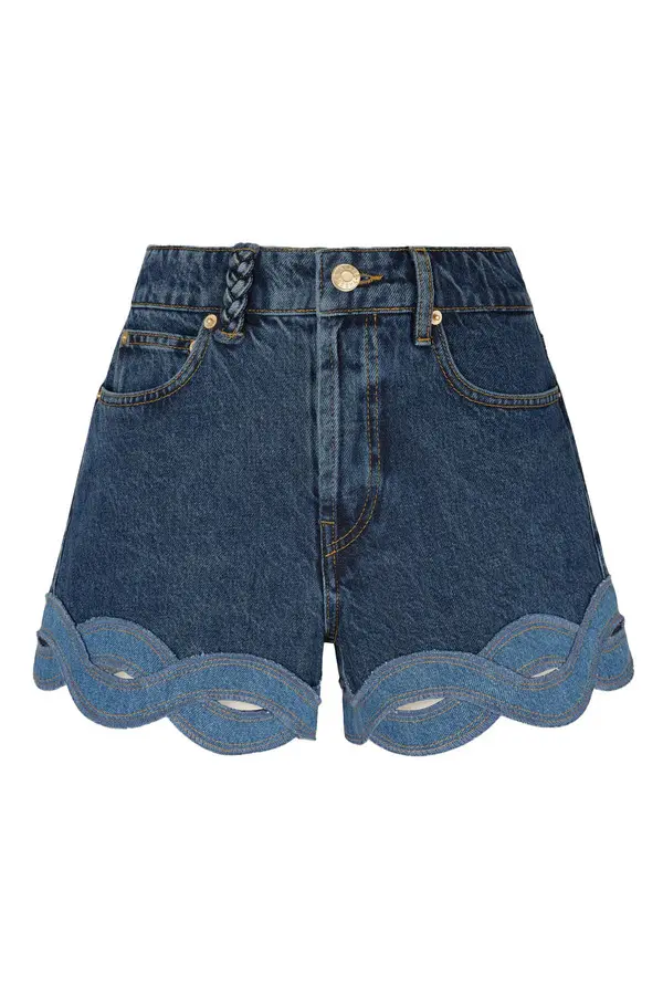Denim Shorts with Contrasting Braid
