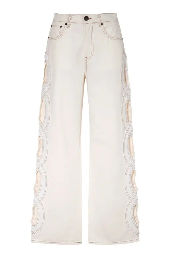 Wide Leg Jeans with Braided Legs Openeing