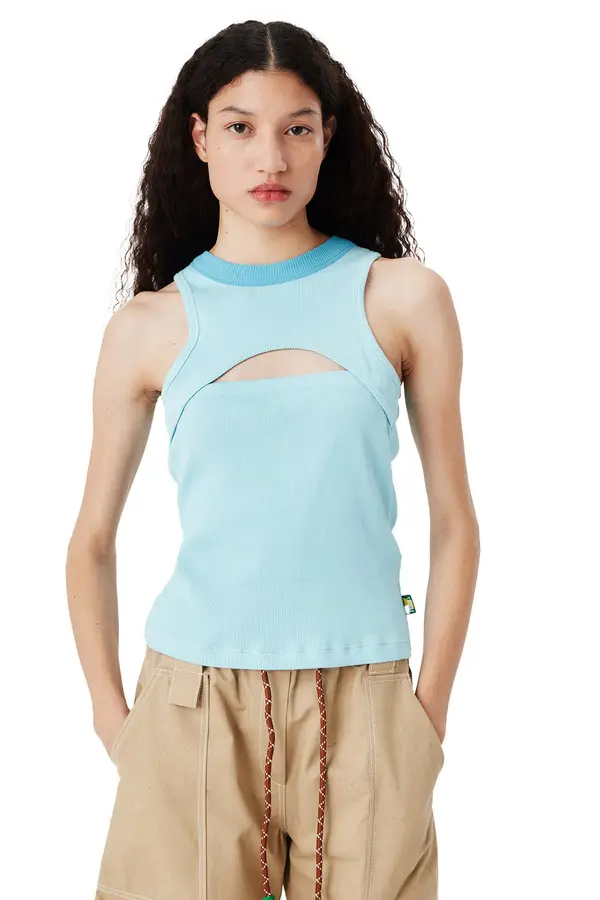 Sleevless Top with Chest Cutout