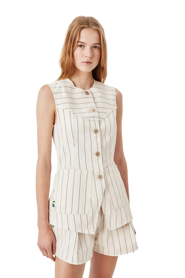 Pinstripe Sleeveless Vest Top