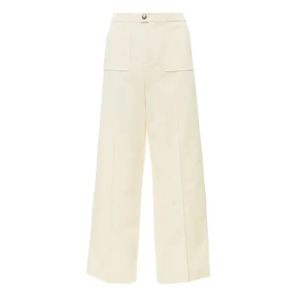 Wide-Leg Patch Pocket Cotton Trousers
