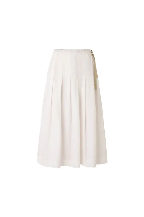 Crisp Cotton Pleated Midi Skirt