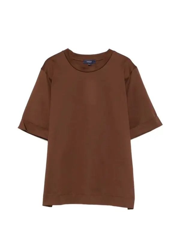 Round Neck Cuffed Sleeves T-shirt