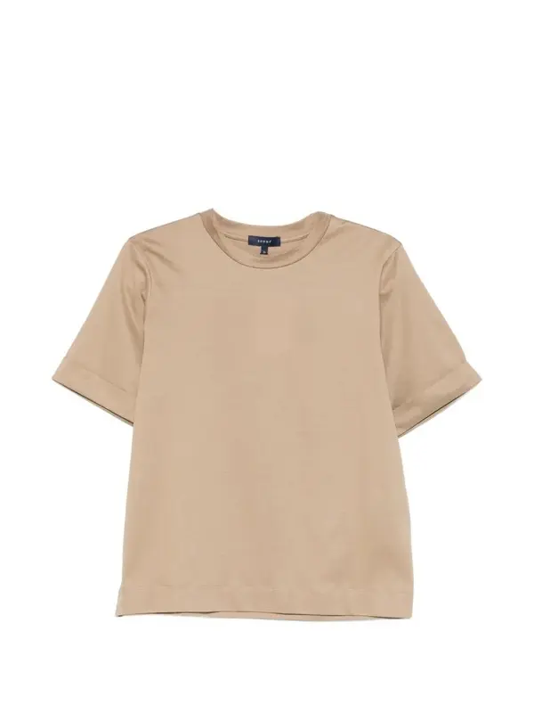Round Neck Cuffed Sleeves T-shirt