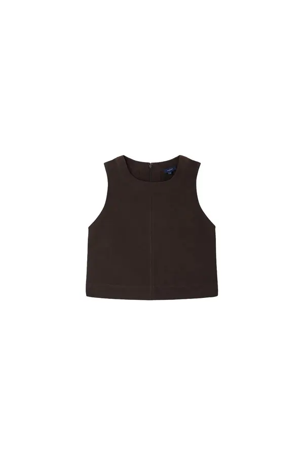 Sleeveless Cropped Cotton-Canvas Top