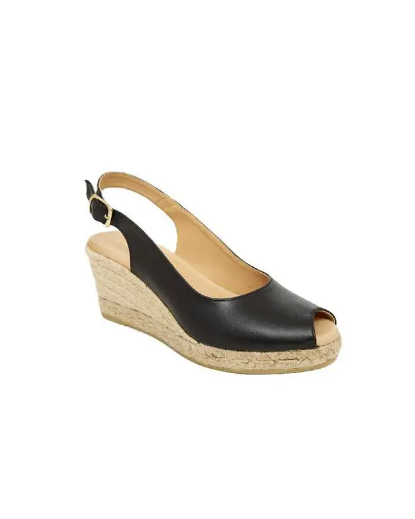 Peep-Toe Espadrille Wedge Sandals with Adjustable Slingback Strap