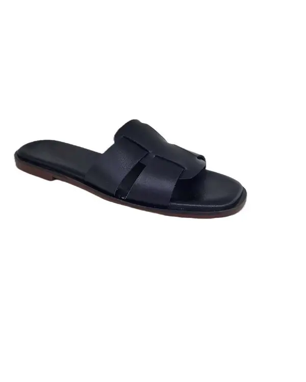 Minimalist Vegan Leather Cut-Out Slides