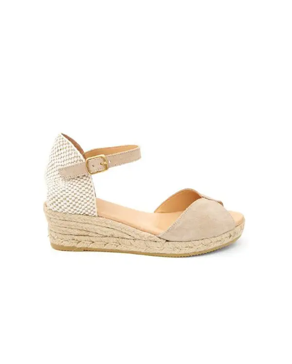 Suede Espadrille Wedge Sandals with Ankle Strap