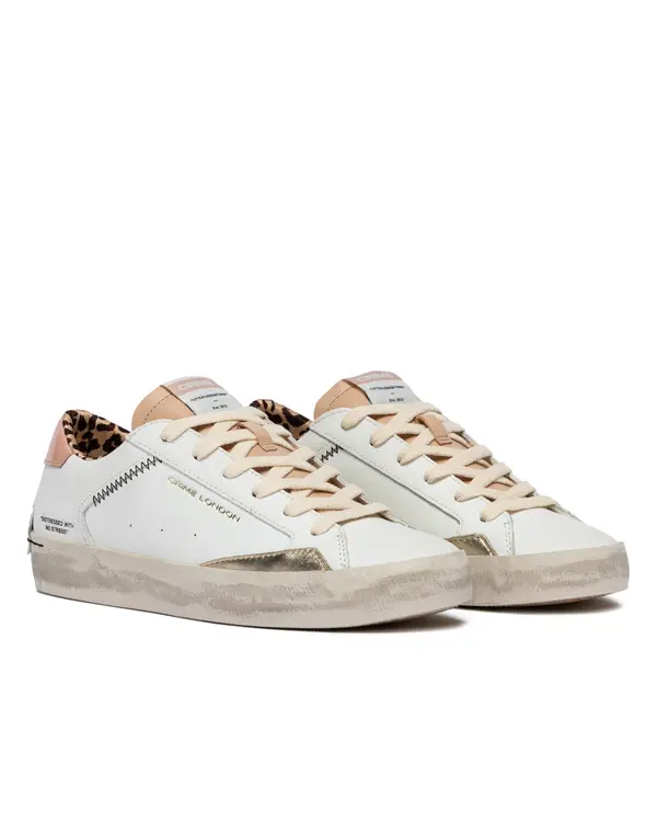 Distressed Sun Tan Leather Sneakers