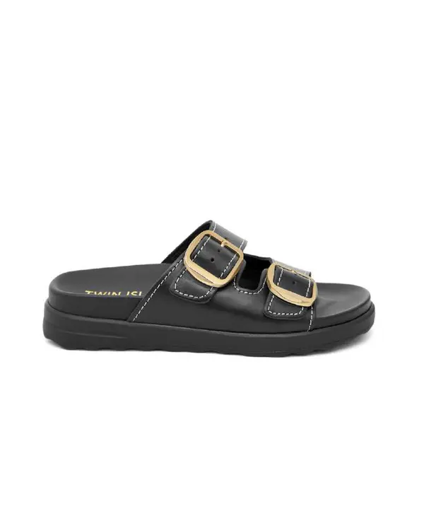 Double-Buckle Leather Slides